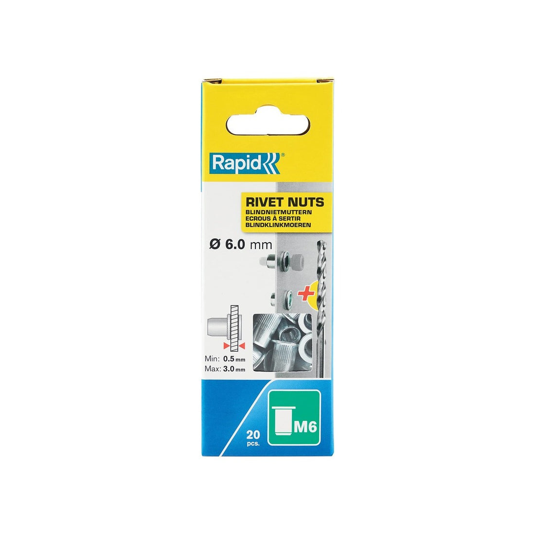 Blindklinkmoeren M6 incl. Boor 20 st., Box