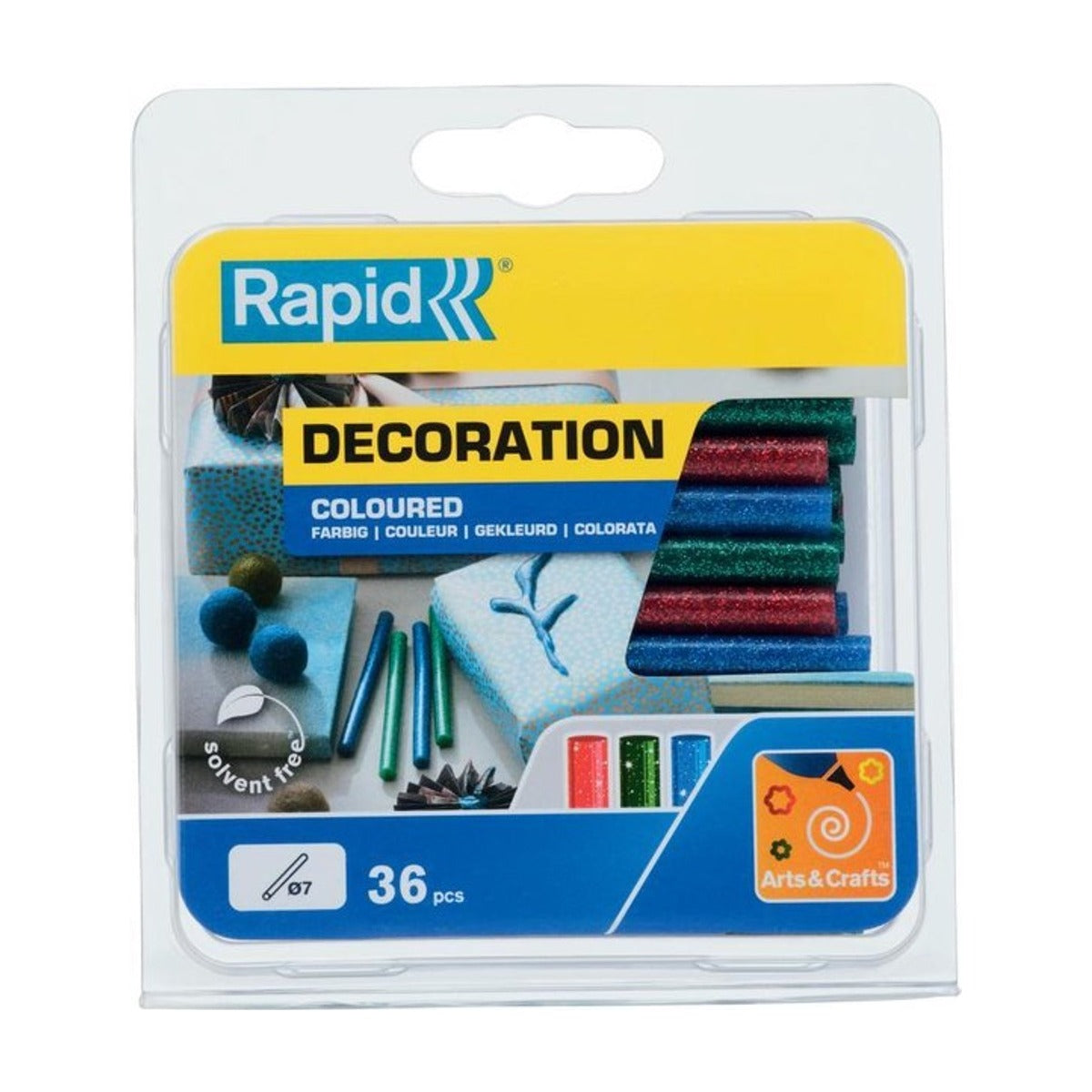 Lijmpatronen Glitter (rood,groen,blauw) Ø7x90mm 36 St., Box