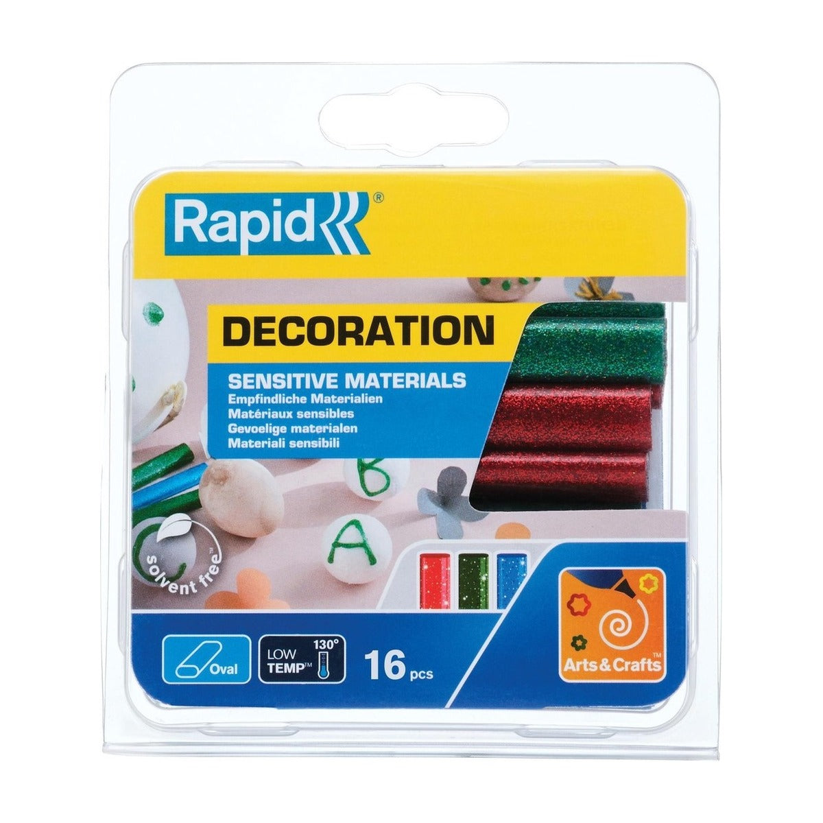 Lijmpatronen Glitter (rood, groen, blauw) Ø 9 ovaal x 94 mm 16 St, Box