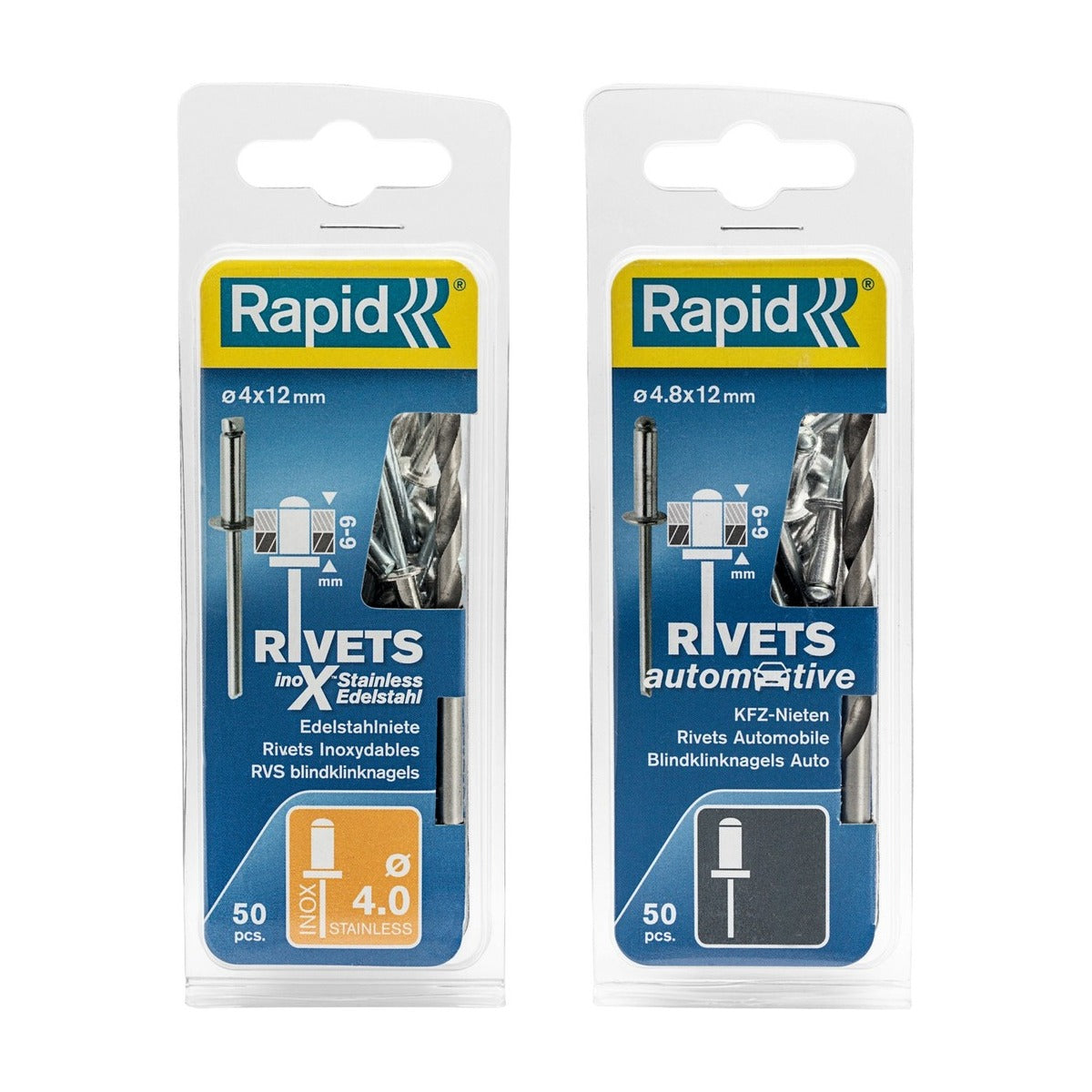 Rapid Automotive Rapid Blindklinknagels 4.8 x 12 mm. 50 stuks + boor