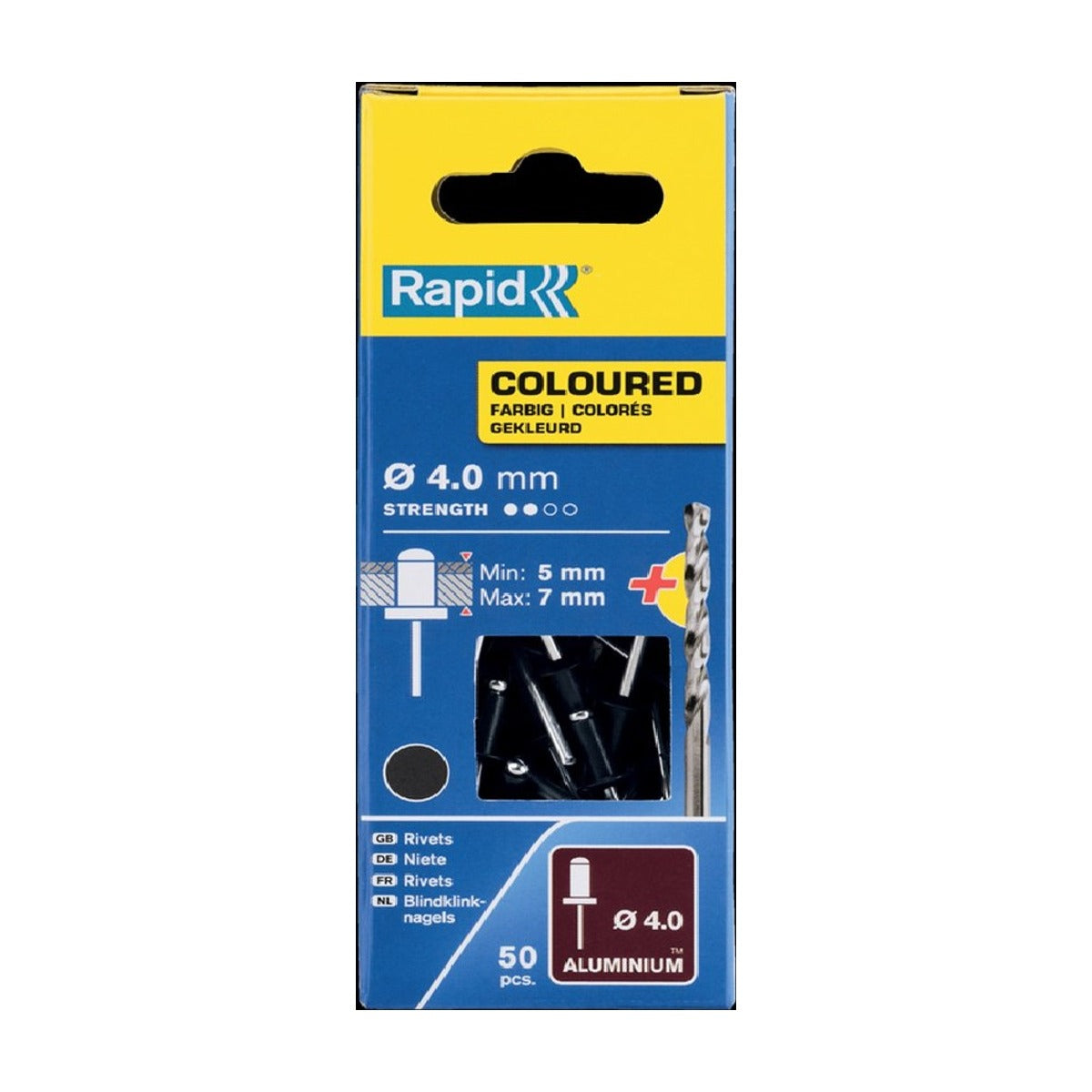Blindklinknagels donker grijs Ø 4 x 10 mm incl. Boor 50 st., Box