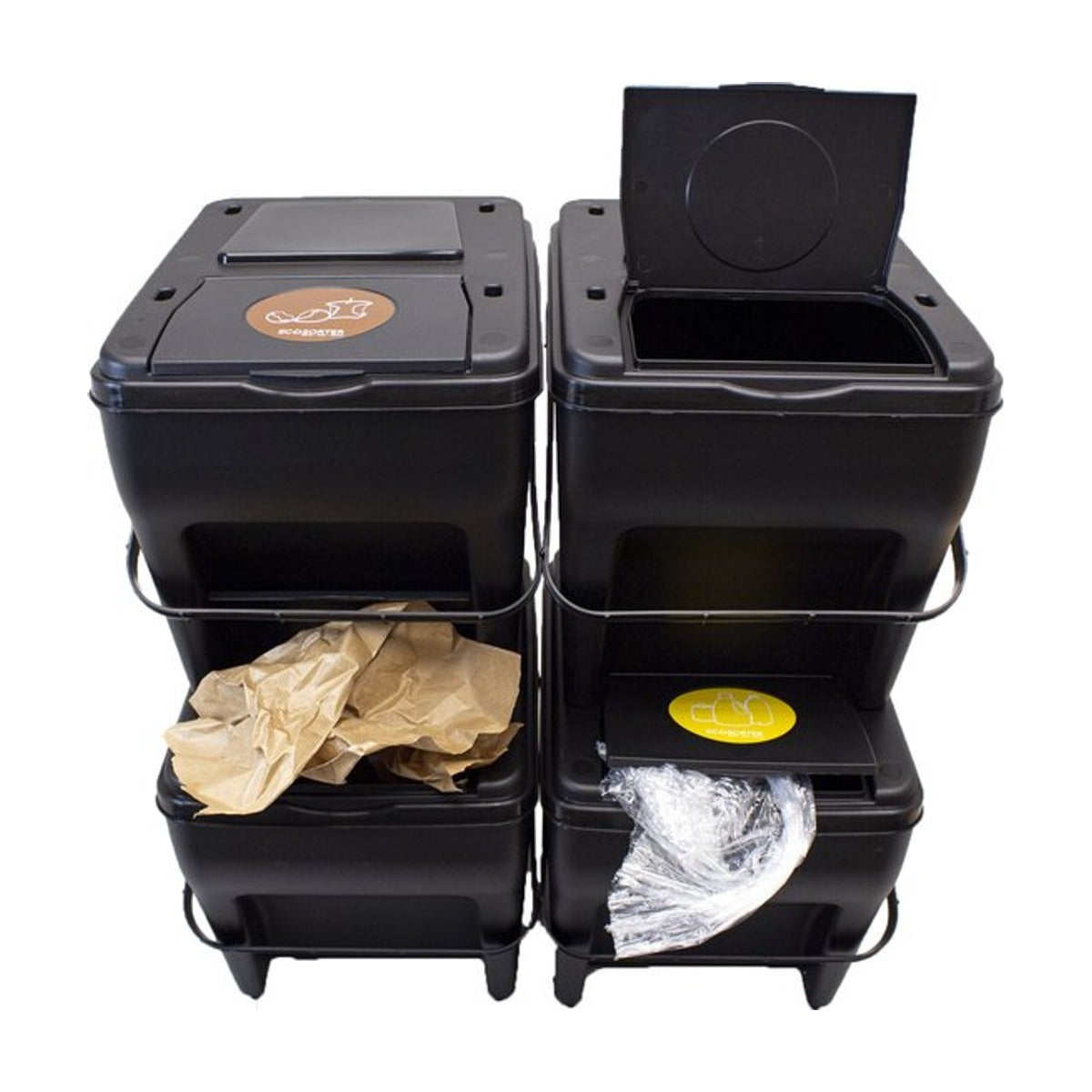 ECO sorter afvalscheiding set - set van 4 stuks van 25 liter