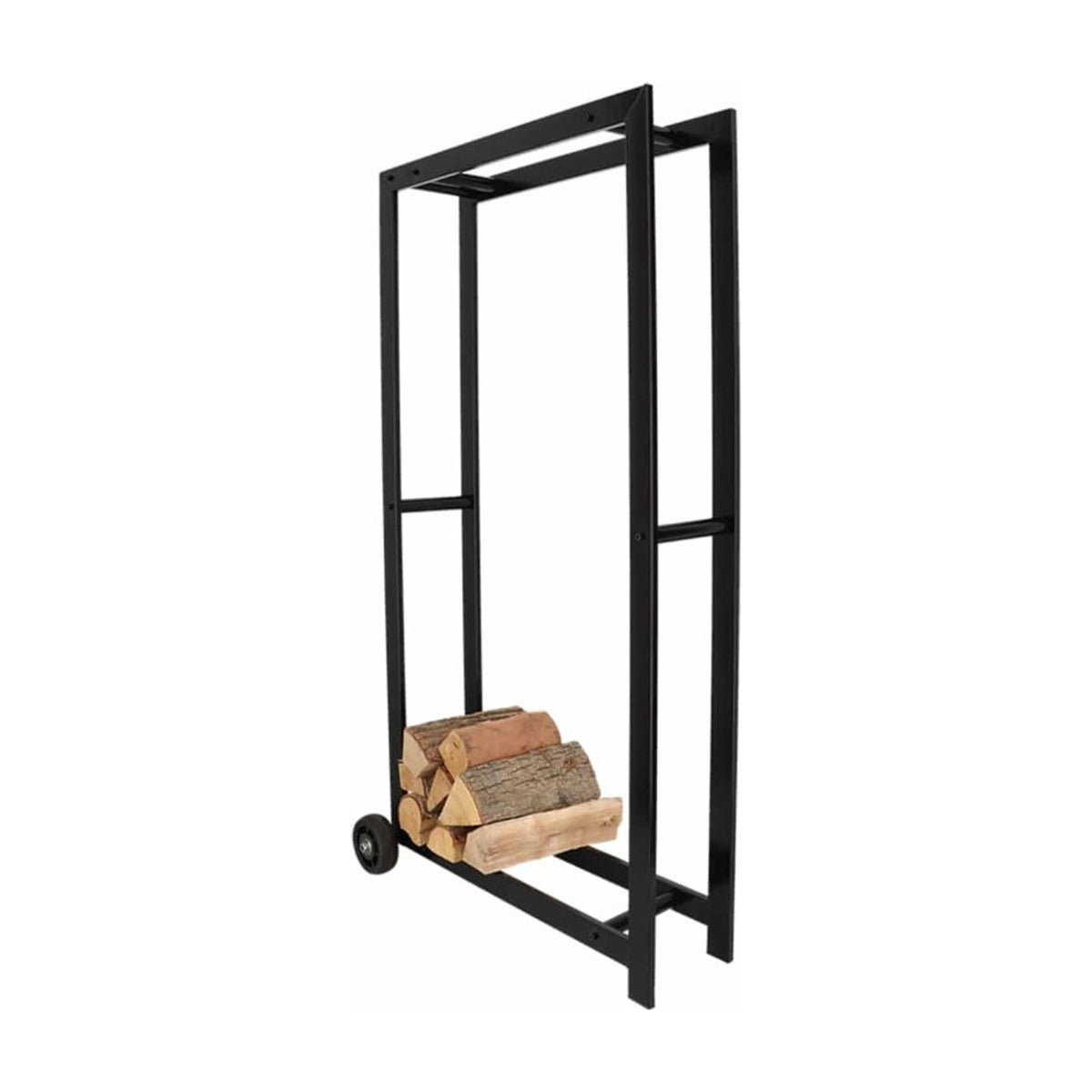 Esschert design Houtopslag met wielen L Staal Zwart