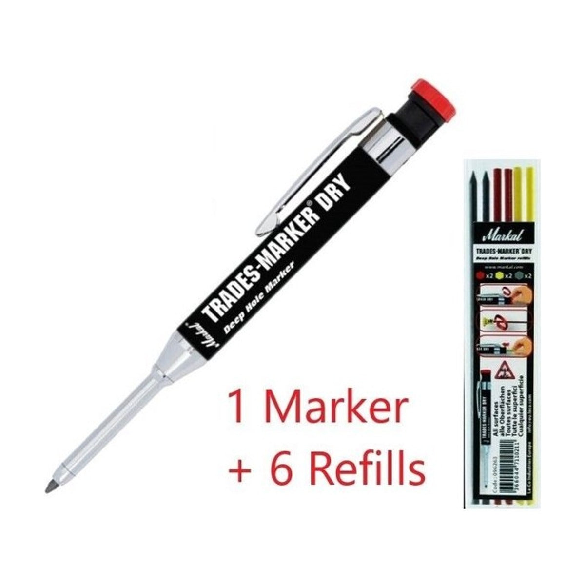Markal Grafiet vulpotlood Dry Starter Pack met houder en 6 stiften.