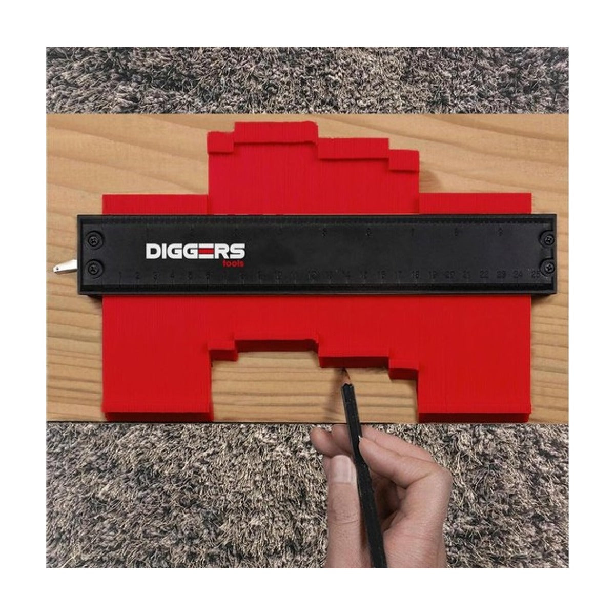 Diggers Aftekenhulp 25 cm met Metalen Lock en Basis