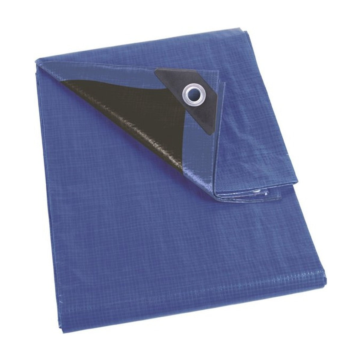 Perel Dekzeil, zeer sterk, 44 ringen, versterkte hoeken, rechthoekig, blauw-zwart, 140 g-m², 10 x 12 m
