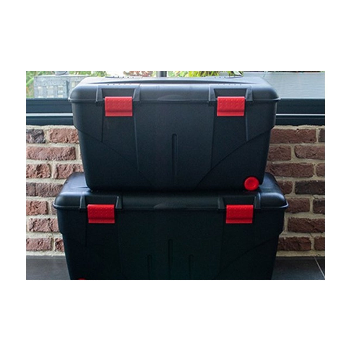 Power Tower TRAFIC BOX 110 L scharnierend deksel met clipsluiting. 2 wielen.