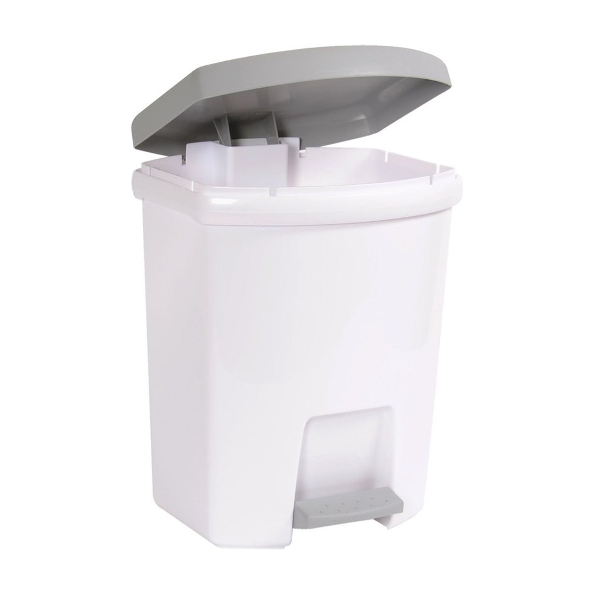Power Tower pedaalemmer rechthoekig 27 liter wit -grijs deksel