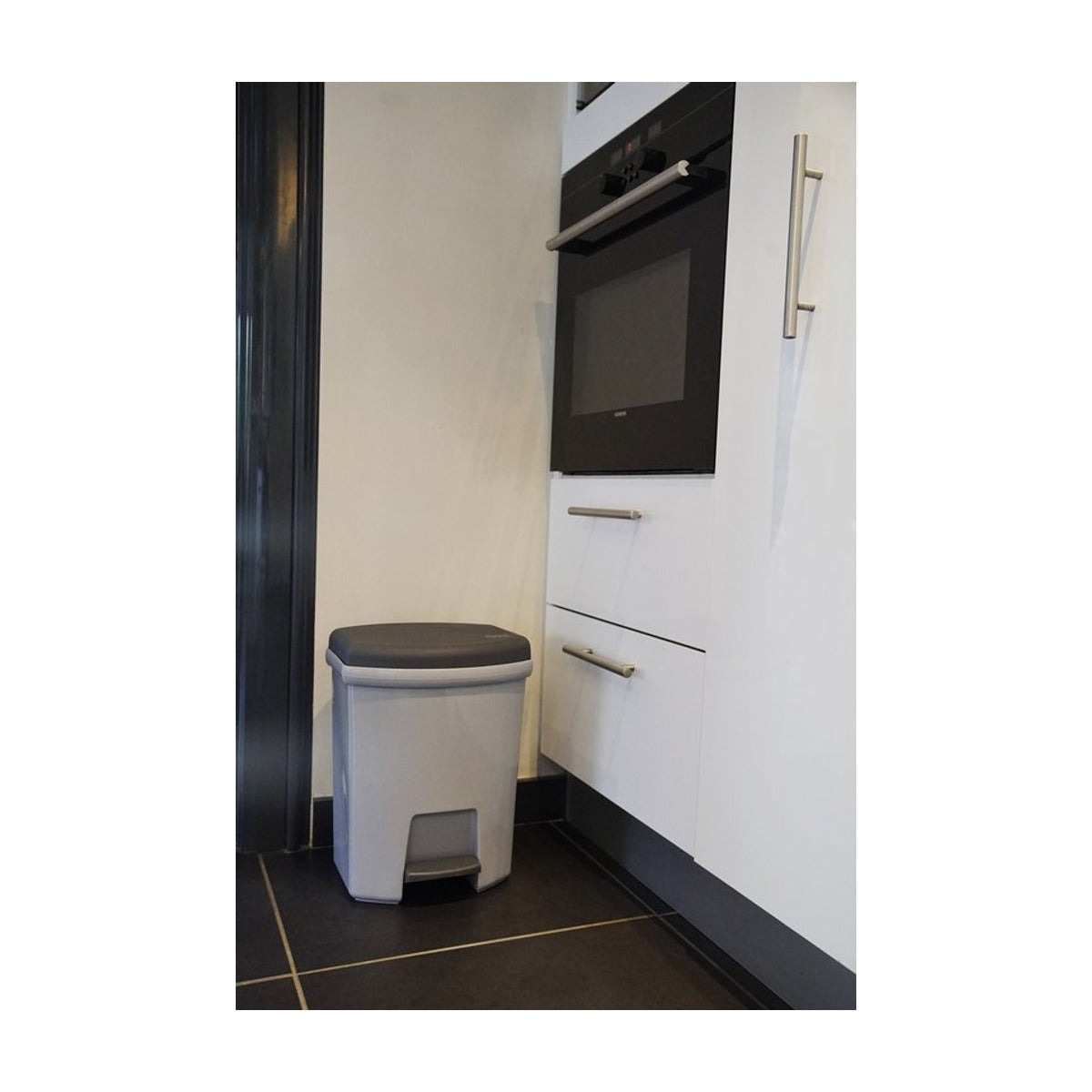 Power Tower pedaalemmer rechthoekig 27 liter cementgrijs - antraciet deksel