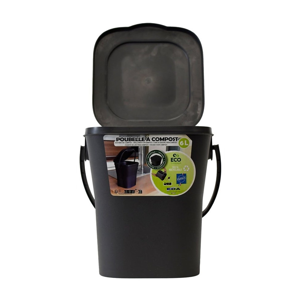 Power Tower compost emmertje met deksel 6 liter Antraciet