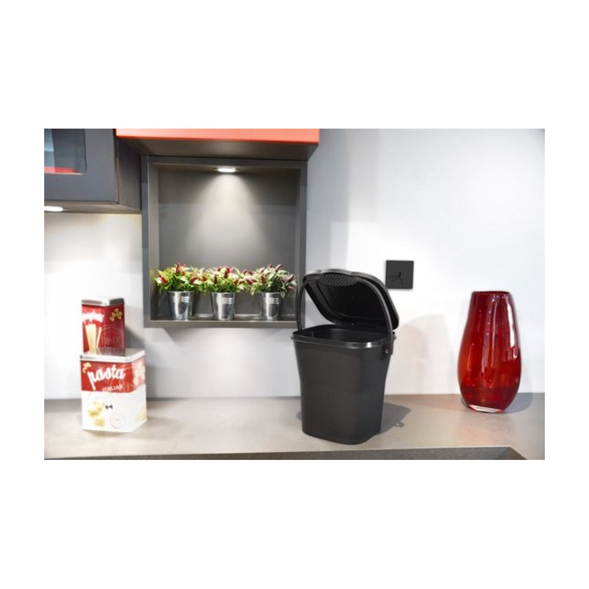 Power Tower compost emmertje met deksel 6 liter Antraciet