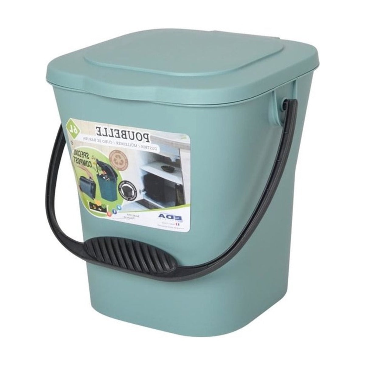 Power Tower compost emmertje met deksel 6 liter Eucalyptus groen