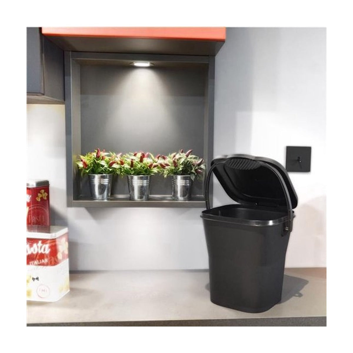 Power Tower compost emmertje met deksel 6 liter Eucalyptus groen