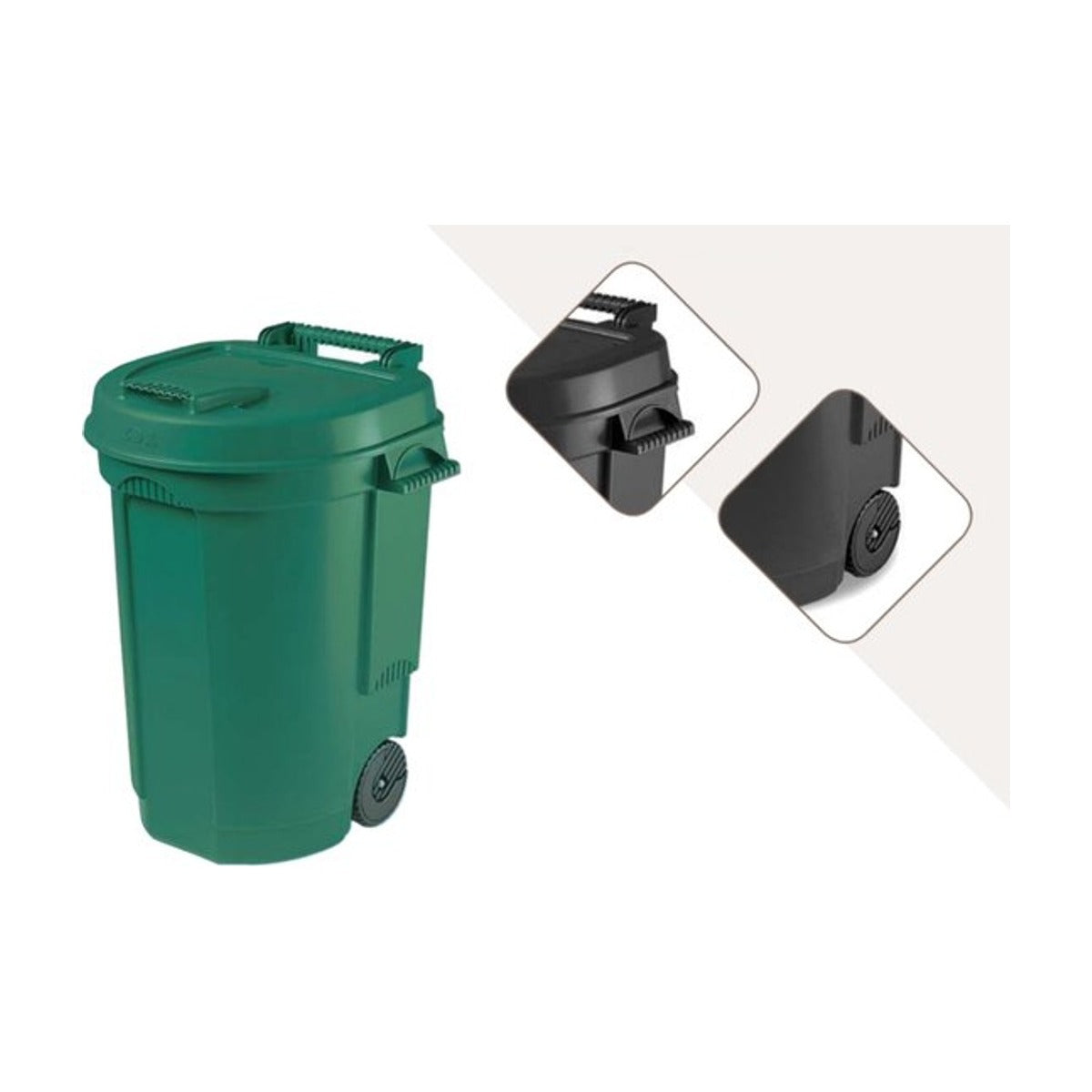 Power Tower vuilnisemmer 110 liter met deksel en wielen groen