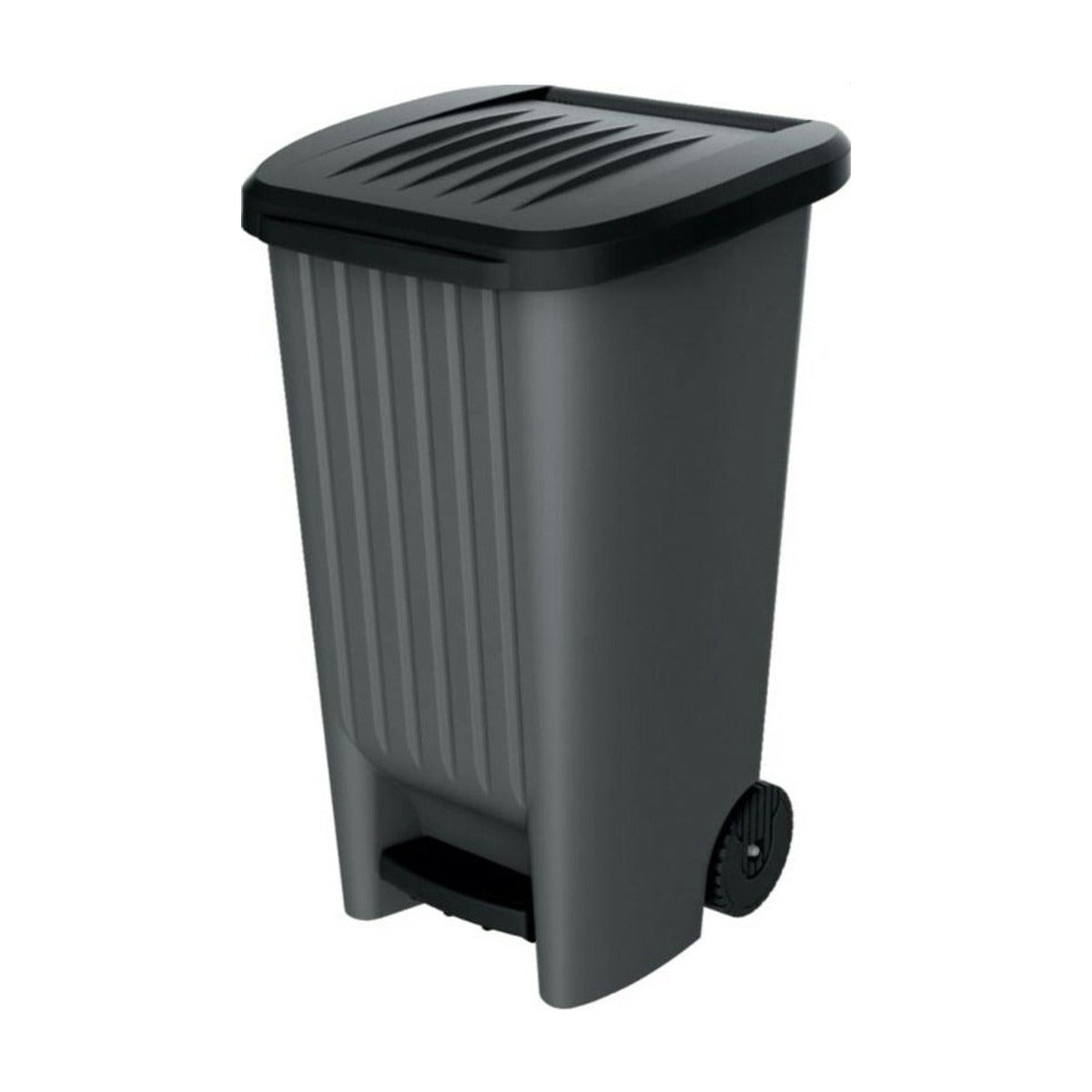 Power Tower pedaalemmer 110 liter met deksel en wielen zwart