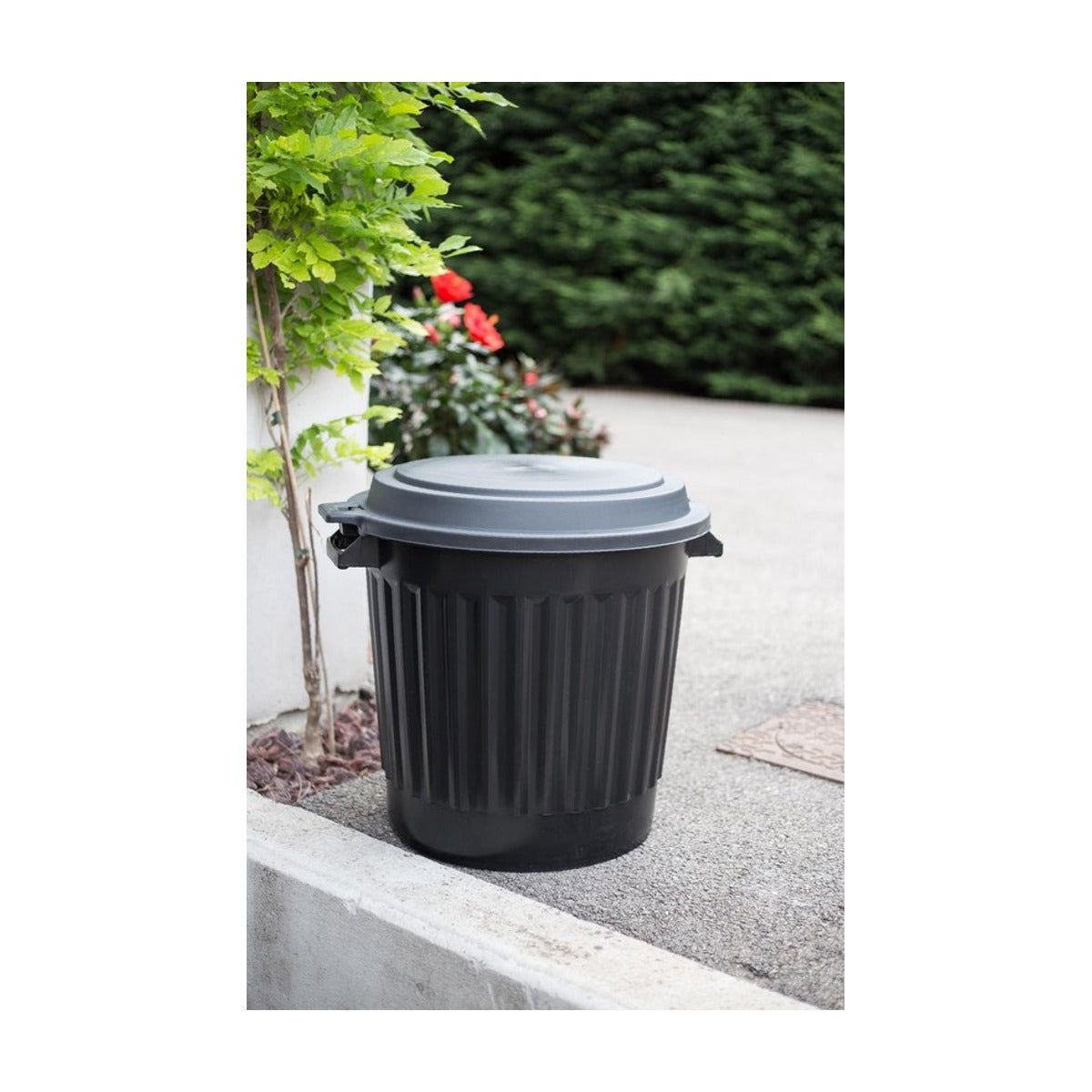 Power Tower - vuilnisemmer - met los deksel - 80 liter - recycled - zwart