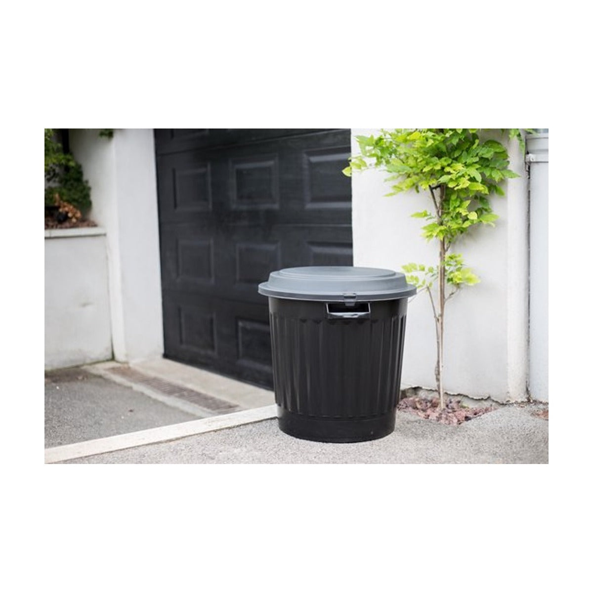 Power Tower - vuilnisemmer - met los deksel - 80 liter - recycled - zwart