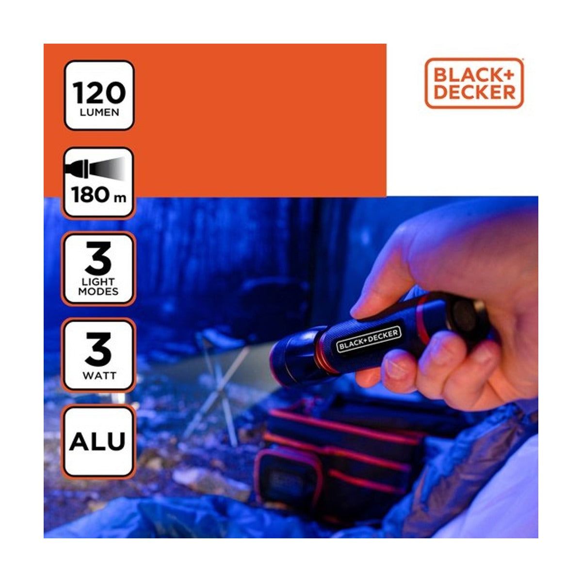 Black + Decker Led zaklamp 3W 120 lm 180mtr beam