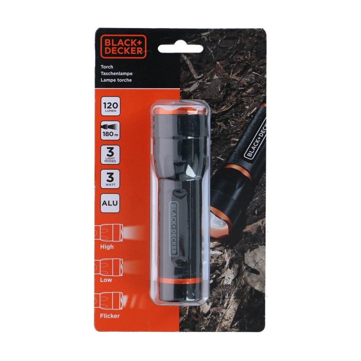 Black + Decker Led zaklamp 3W 120 lm 180mtr beam