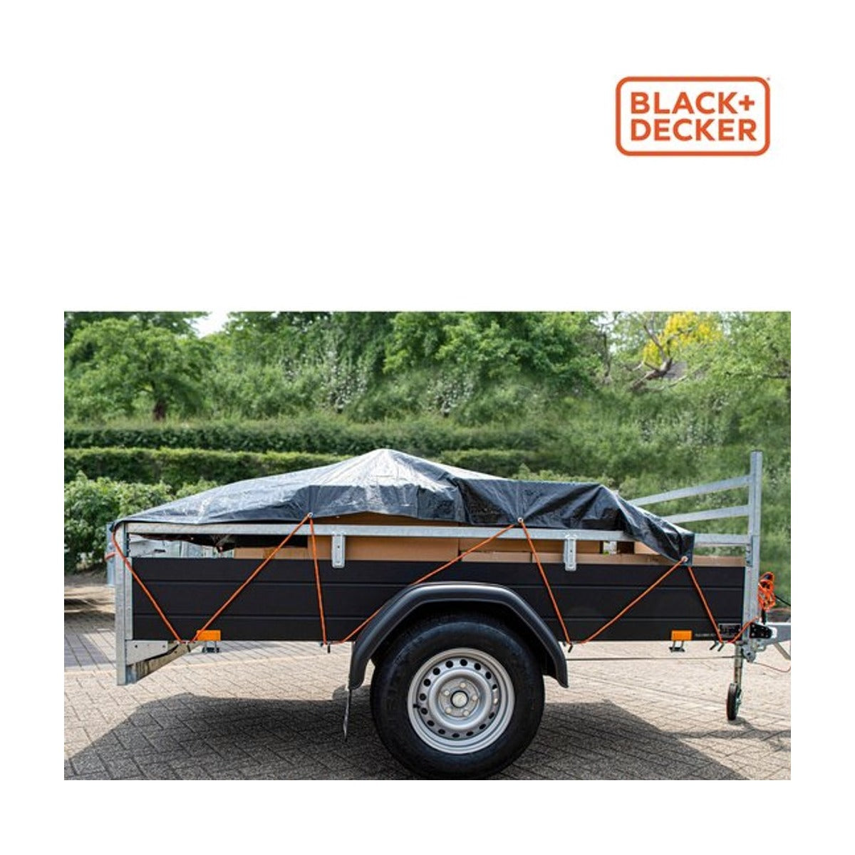 BLACK+DECKER Spantouw met Oproller - Sjortouw 20 Meter - 6MM - Nylon - Oranje