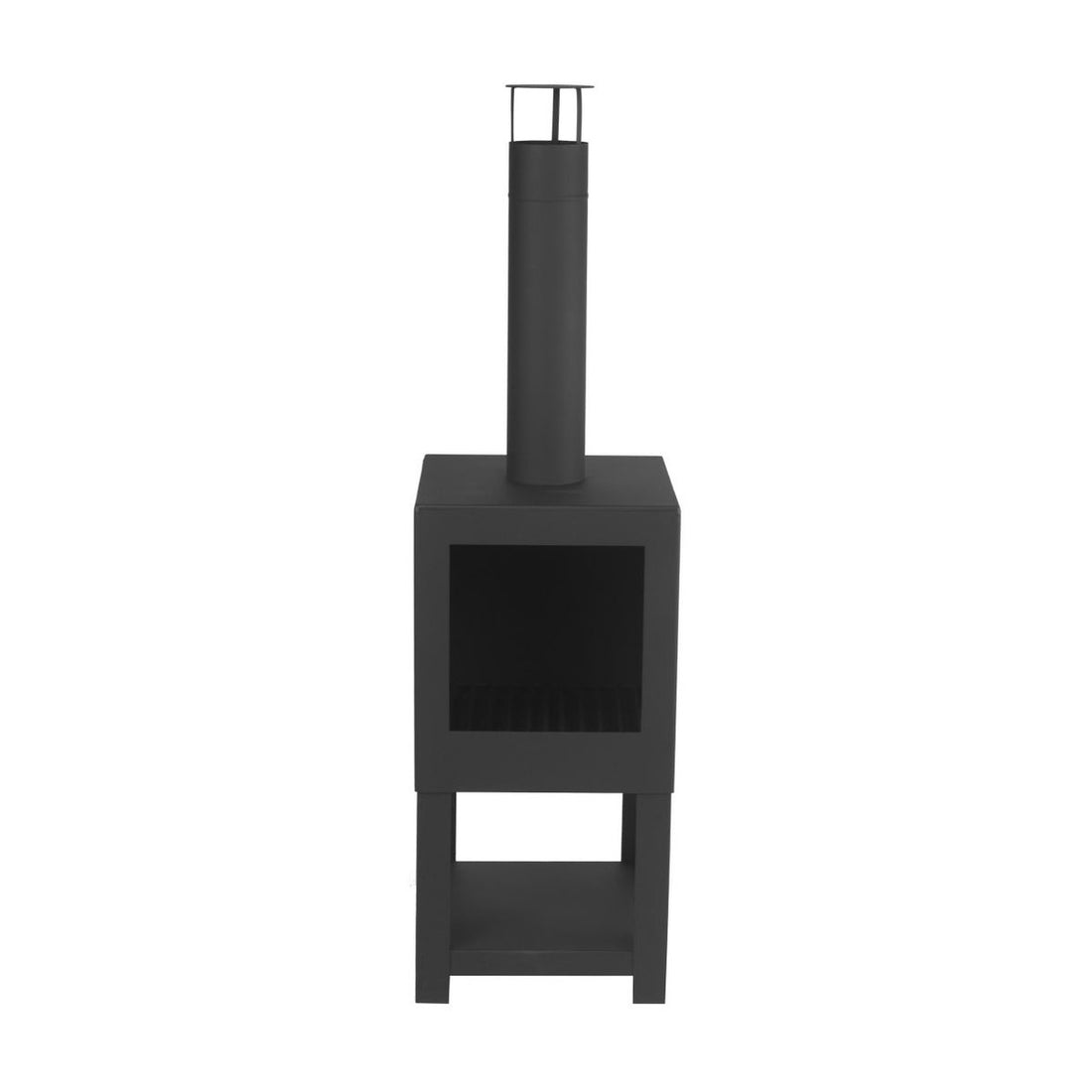 Esschert Design - Buitenkachel met houtopslag zwart - Vuurhaard - Staal - Zwart