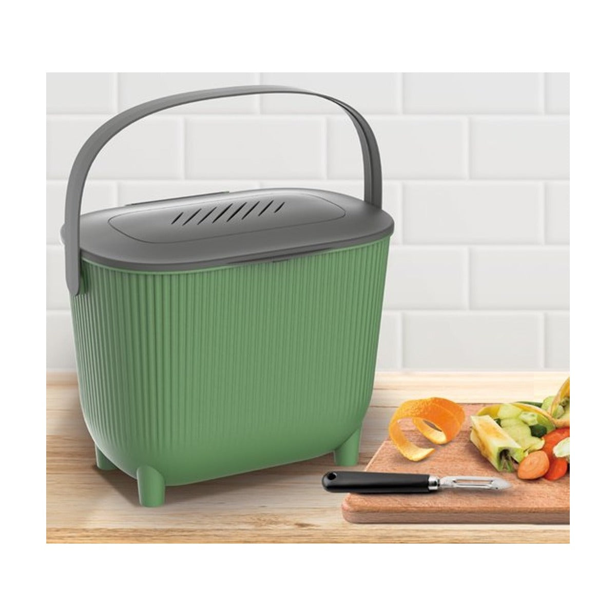 EDA compost design emmer met deksel en filter 10 liter Zwart/Antraciet