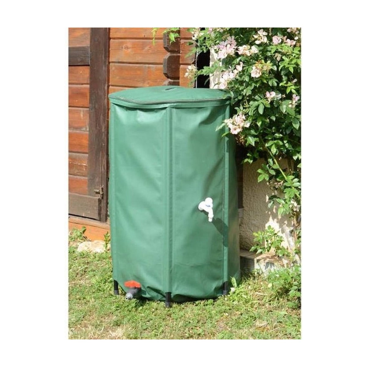 EDA - Flexibele en opvouwbare wateropvangbak 250 L - met filter + 2 kranen - Weerbestendig - Ø 60 x H.88 cm