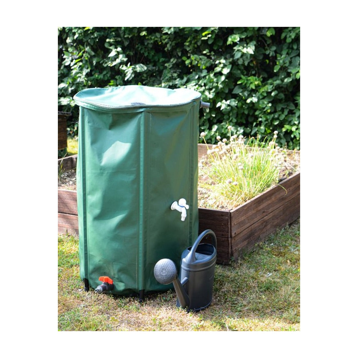 EDA - Flexibele en opvouwbare wateropvangbak 250 L - met filter + 2 kranen - Weerbestendig - Ø 60 x H.88 cm