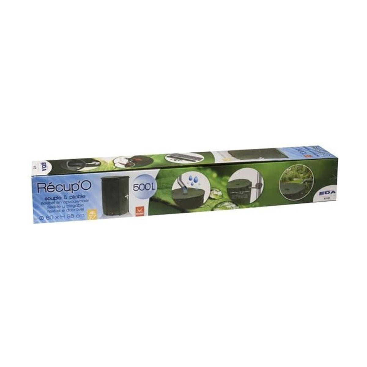 EDA - Flexibele en opvouwbare wateropvangbak 500 L met filter + 2 kranen - Weerbestendig