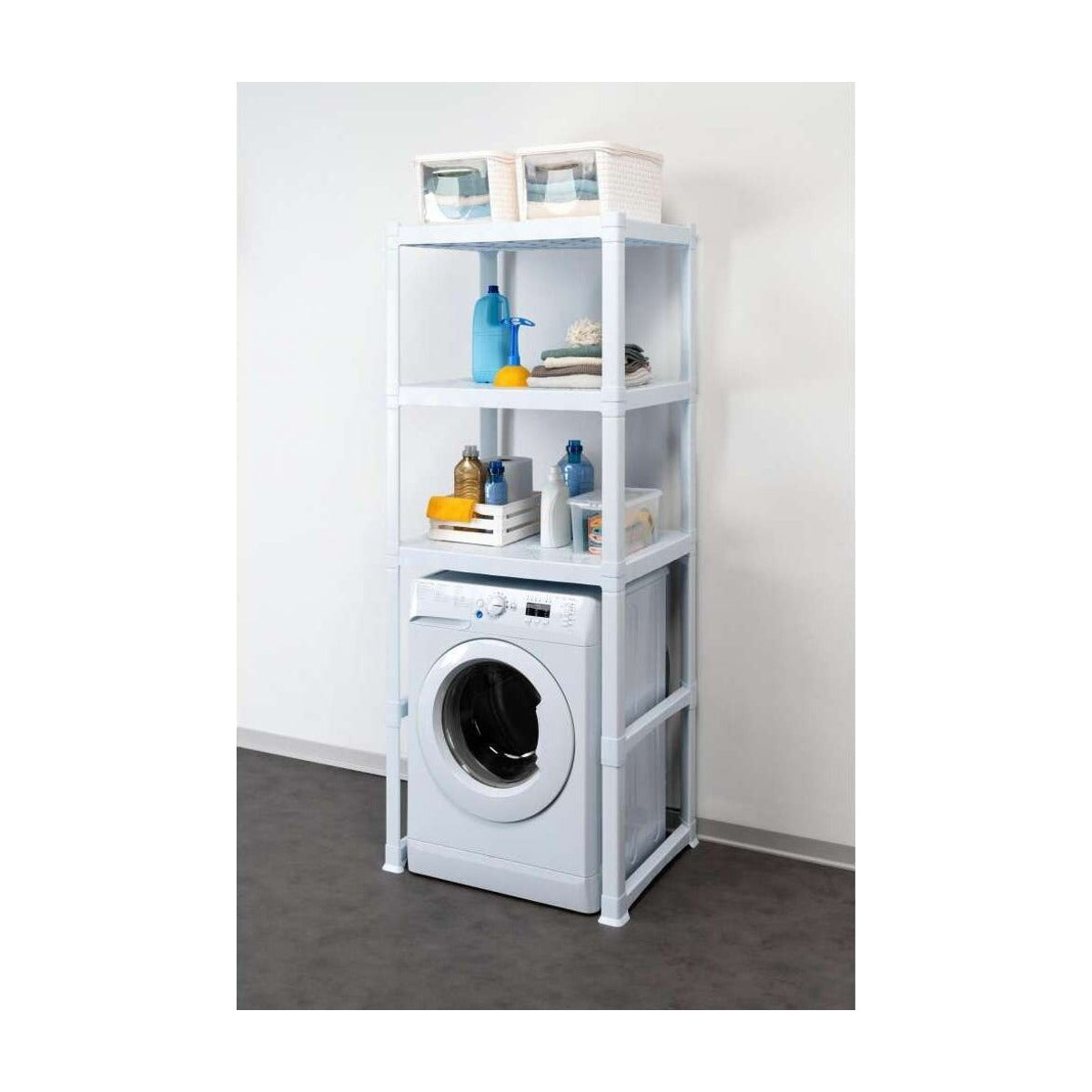 Opbergrek kunststof 3 planken - past over wasmachine - 75X60X184 cm