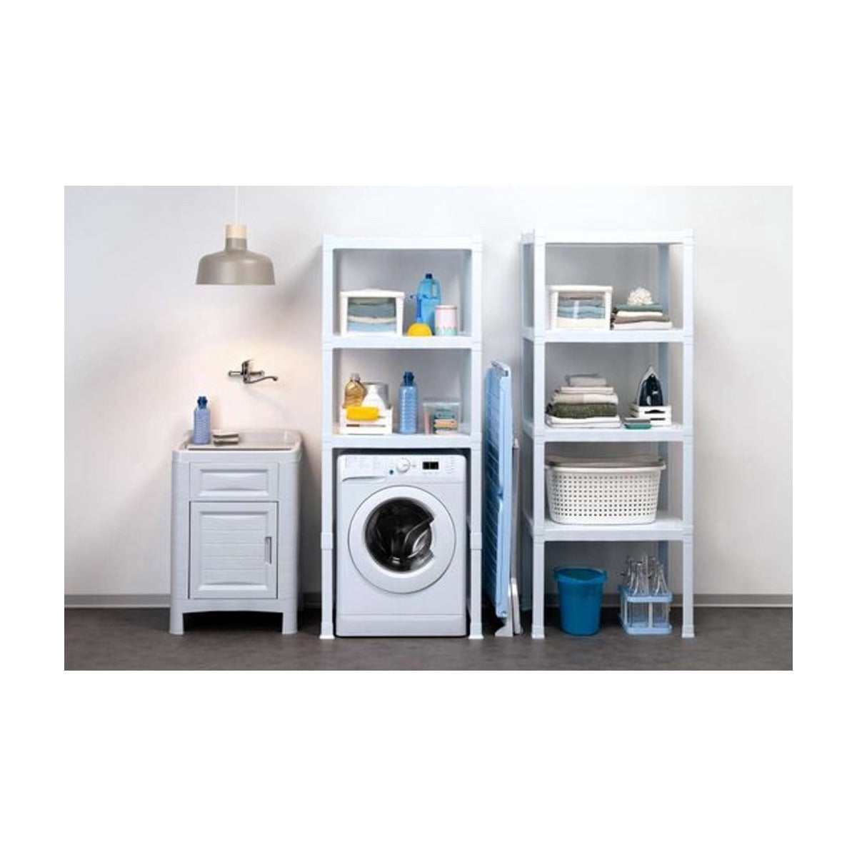 Opbergrek kunststof 3 planken - past over wasmachine - 75X60X184 cm