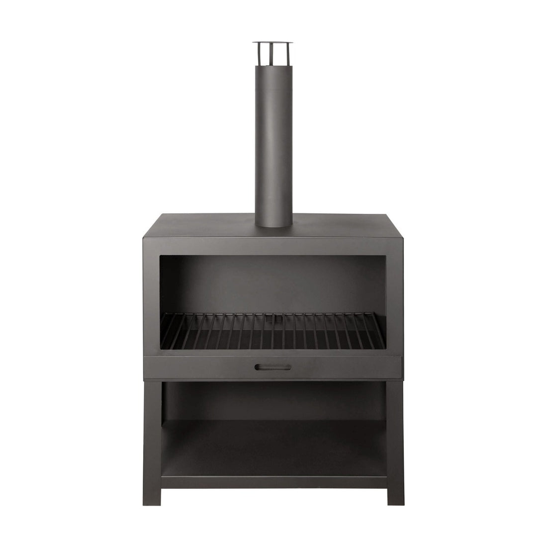 Esschert Design - Buitenkachel met houtopslag zwart - Vuurhaard - Staal - Zwart