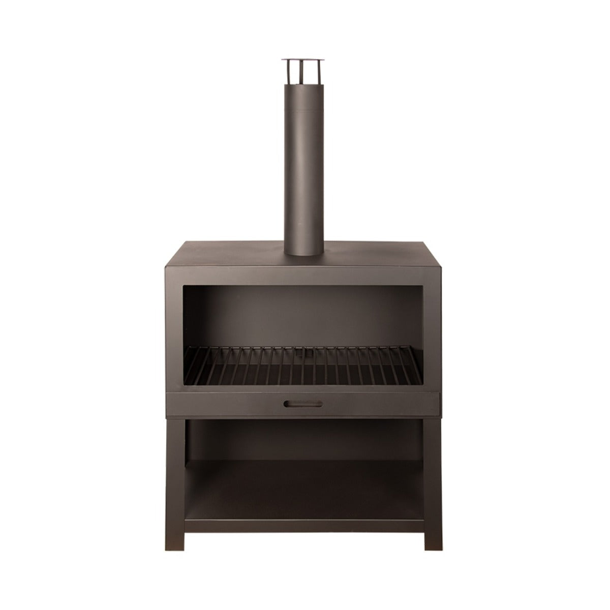 Esschert Design - Buitenkachel met houtopslag zwart - Vuurhaard - Staal - Zwart