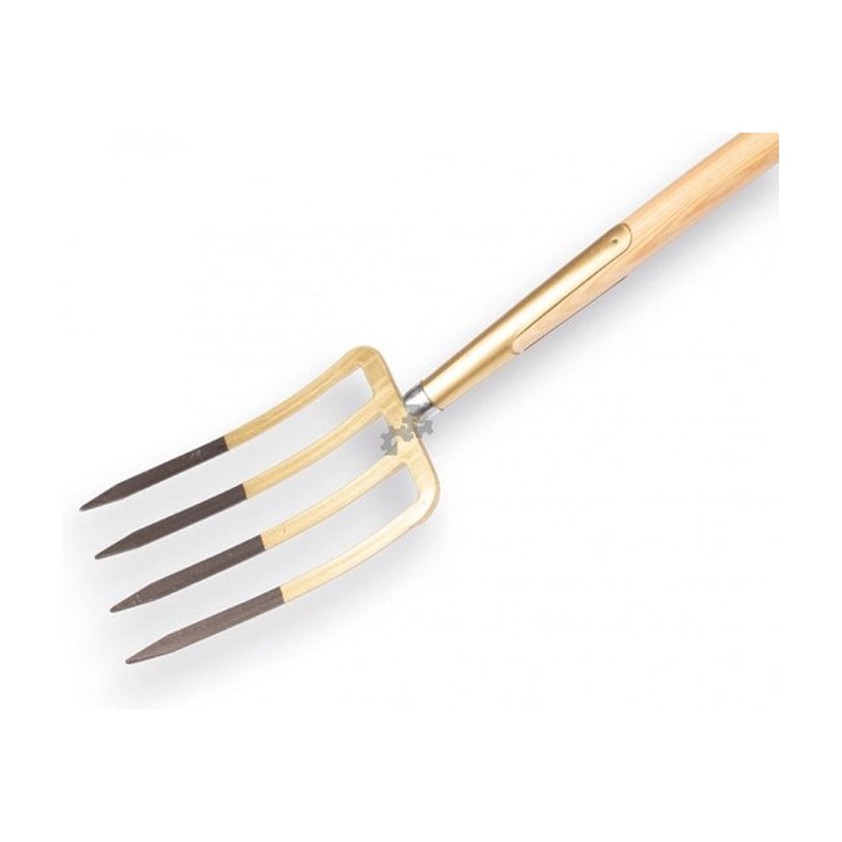 OFFNER spitvork 4 tands 27 cm, brons met steel 85 cm