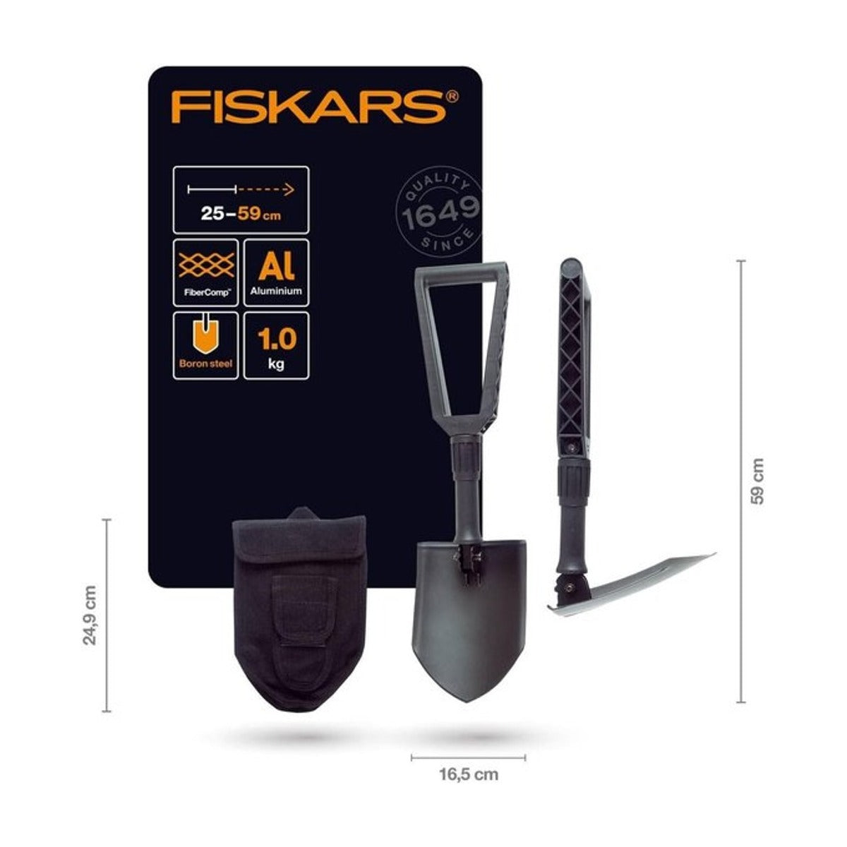 Fiskars Klapspade – Inklapbare Spade – Lengte 24,5–59 cm – Lichtgewicht & Stevig