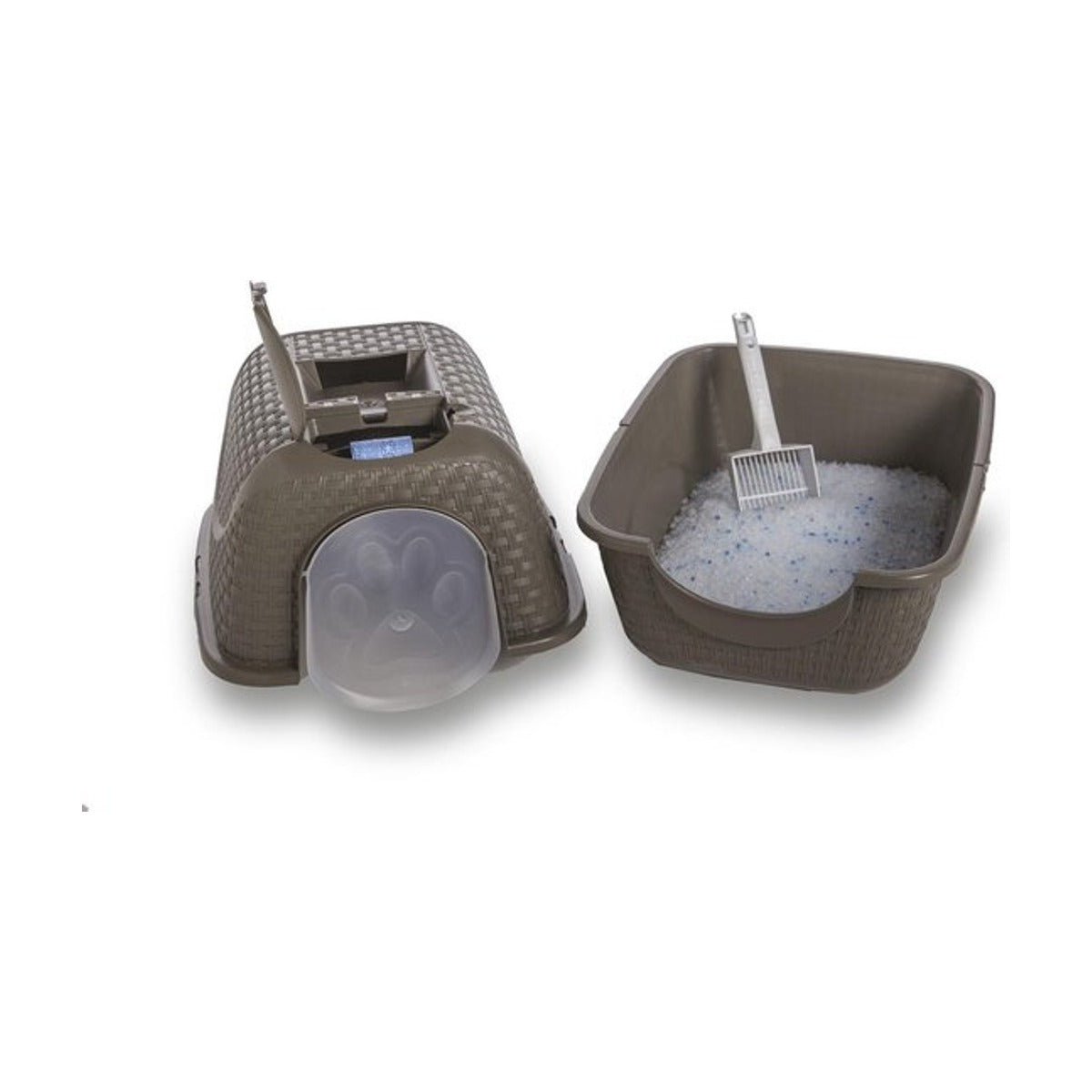 Bama - Pet Kattenbak – Gesloten Kattenbak met Deurtje – Taupe – 41,8 x 50,5 x 39,6 cm