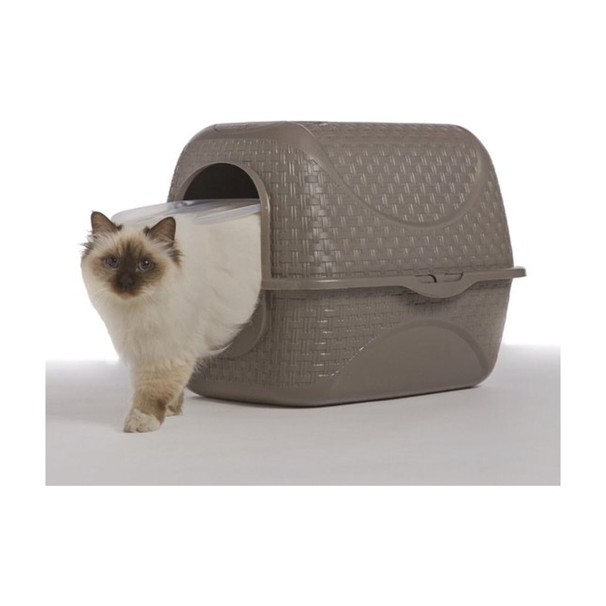 Bama - Pet Kattenbak – Gesloten Kattenbak met Deurtje – Taupe – 41,8 x 50,5 x 39,6 cm
