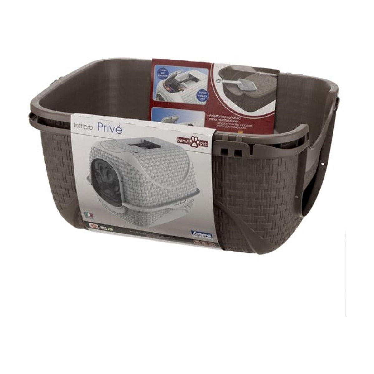 Bama - Pet Kattenbak – Gesloten Kattenbak met Deurtje – Taupe – 41,8 x 50,5 x 39,6 cm