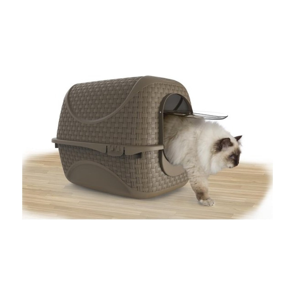 Bama - Pet Kattenbak – Gesloten Kattenbak met Deurtje – Taupe – 41,8 x 50,5 x 39,6 cm