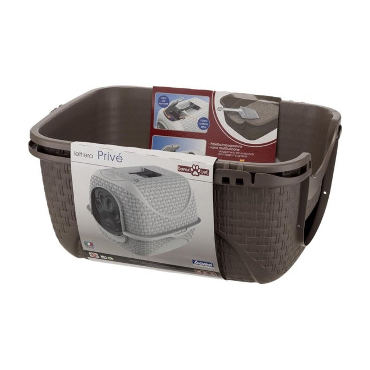 Bama - Pet Kattenbak – Gesloten Kattenbak met Deurtje – Taupe – 41,8 x 50,5 x 39,6 cm