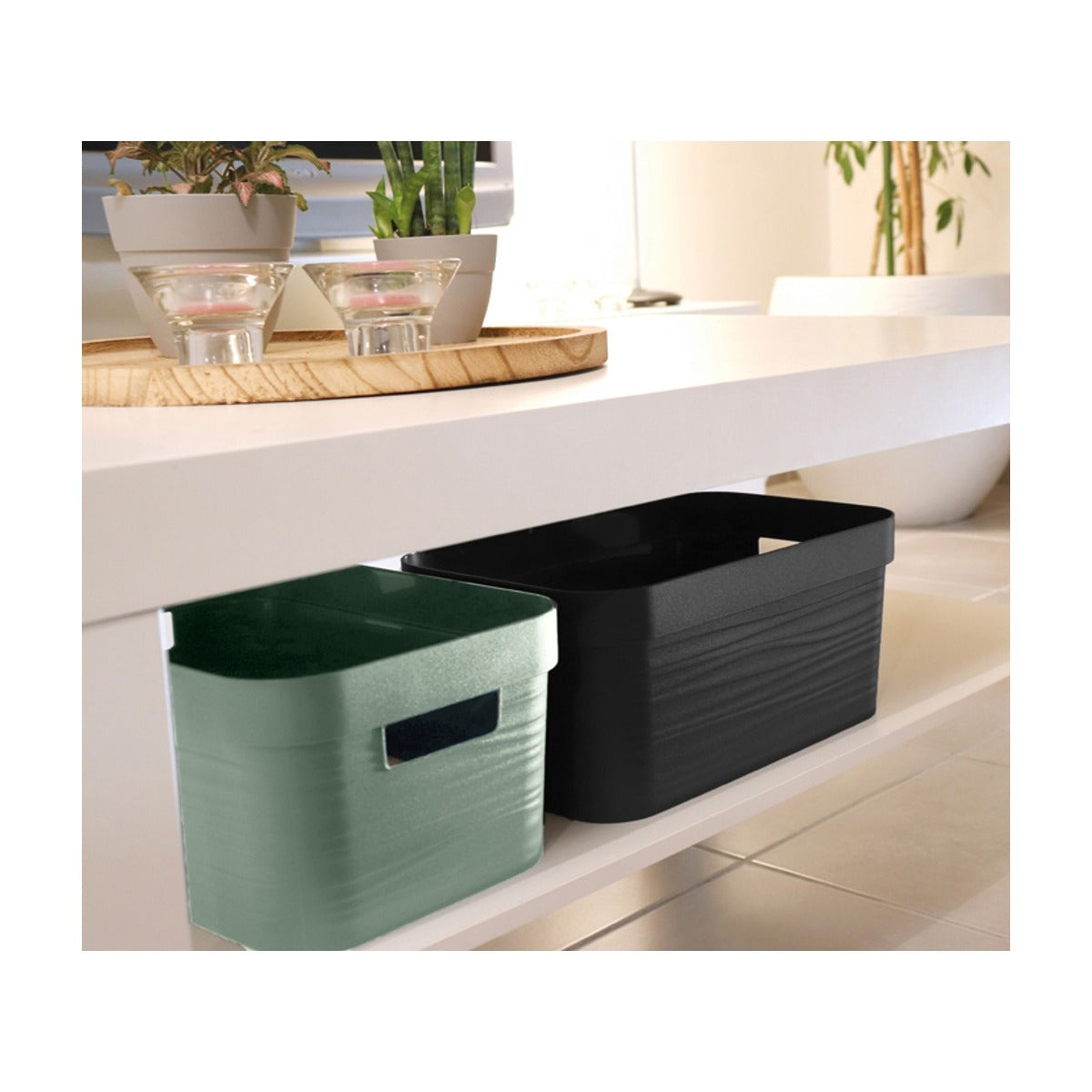 Eda kunststof STONE DECOR opbergkrat - 30 L wit