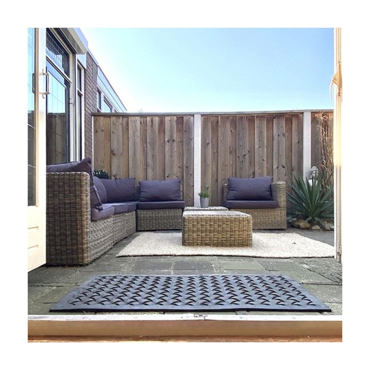 Deurmat rubber gevlochten XL 122 x 60 cm