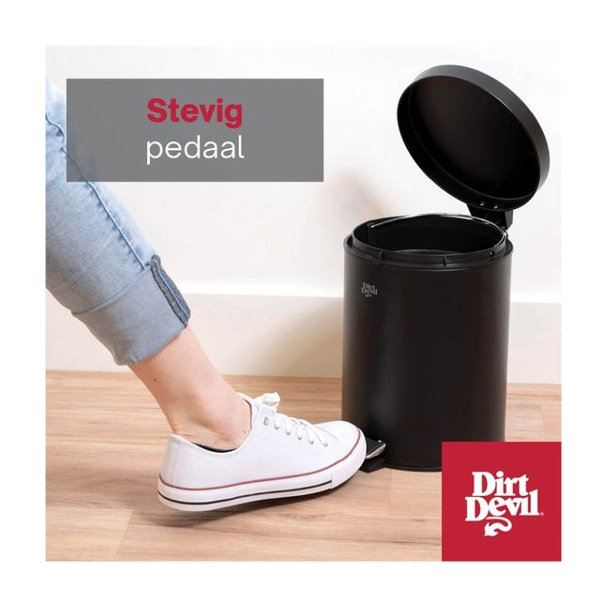 Dirt Devil Pedaalemmer 5 Liter - Prullenbak Badkamer - RVS - Zwart
