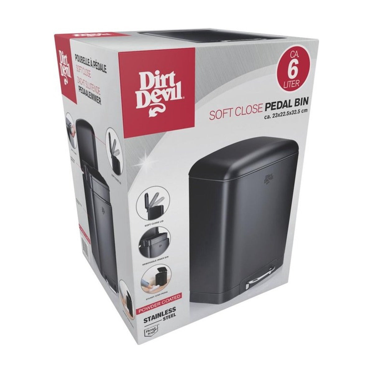 Dirt Devil Pedaalemmer 6 Liter - Prullenbak Badkamer - RVS - Zwart