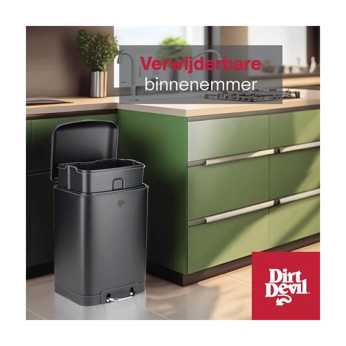 Dirt Devil Pedaalemmer 12 Liter - Prullenbak Badkamer - RVS - Zwart