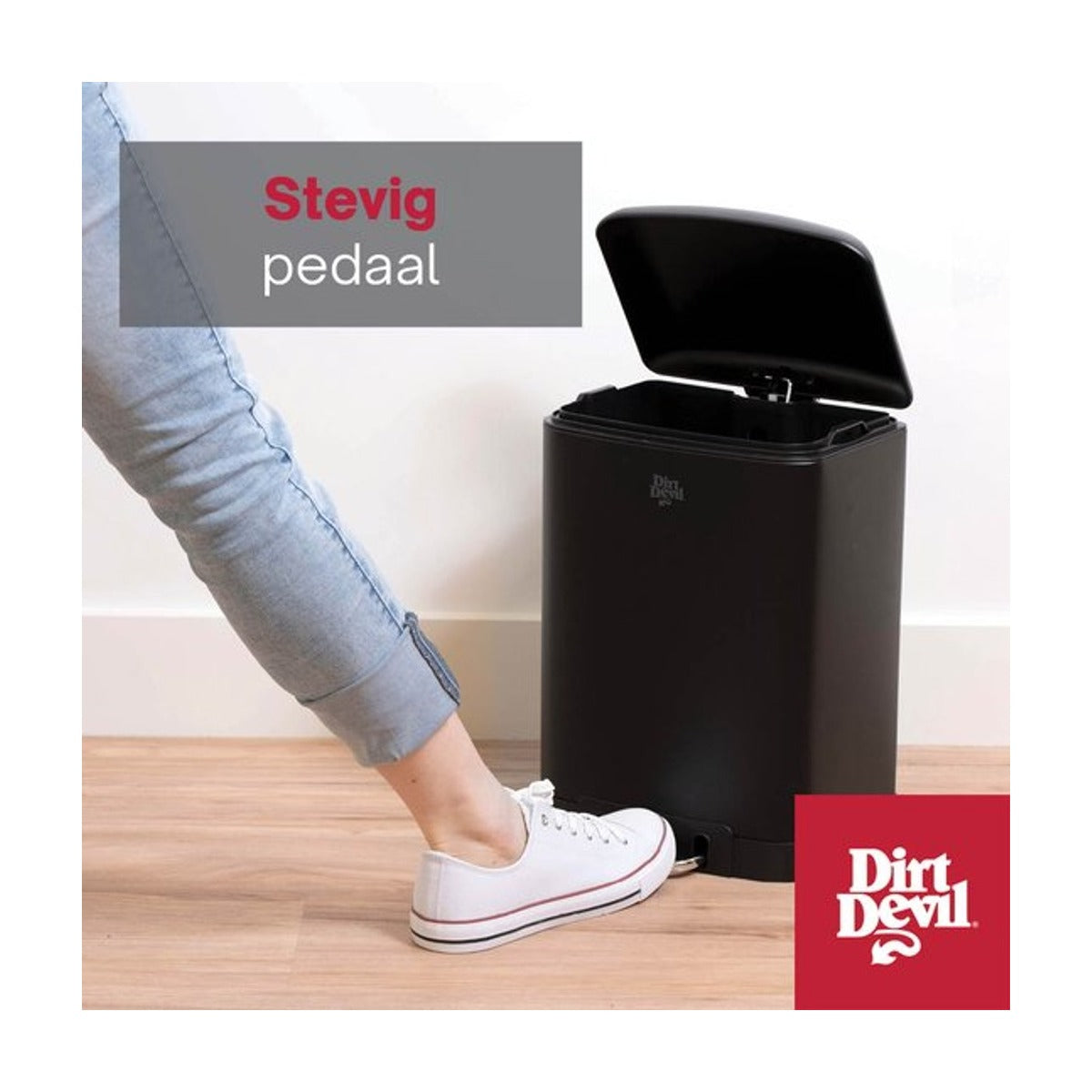 Dirt Devil Pedaalemmer 12 Liter - Prullenbak Badkamer - RVS - Zwart