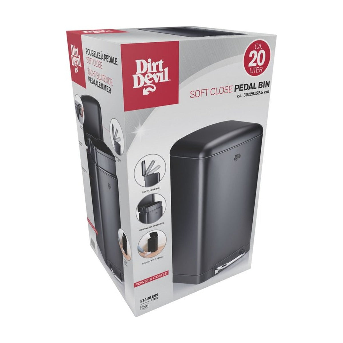 Dirt Devil Pedaalemmer 20L - Prullenbak - RVS - Zwart