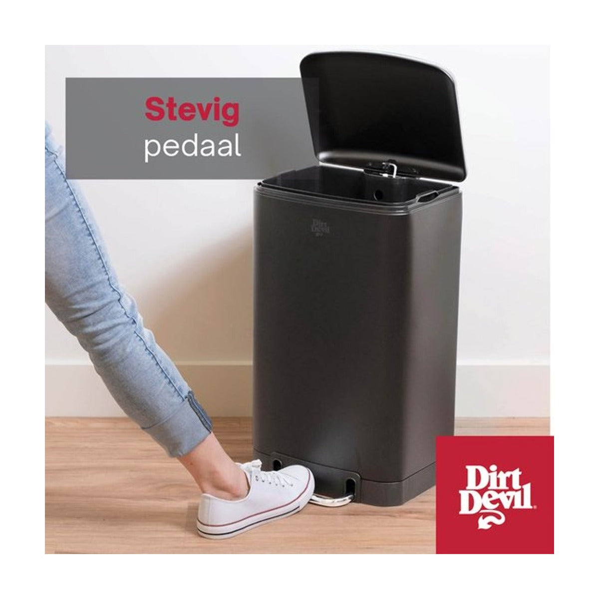 Dirt Devil Pedaalemmer 30L - Prullenbak - RVS - Zwart Soft close