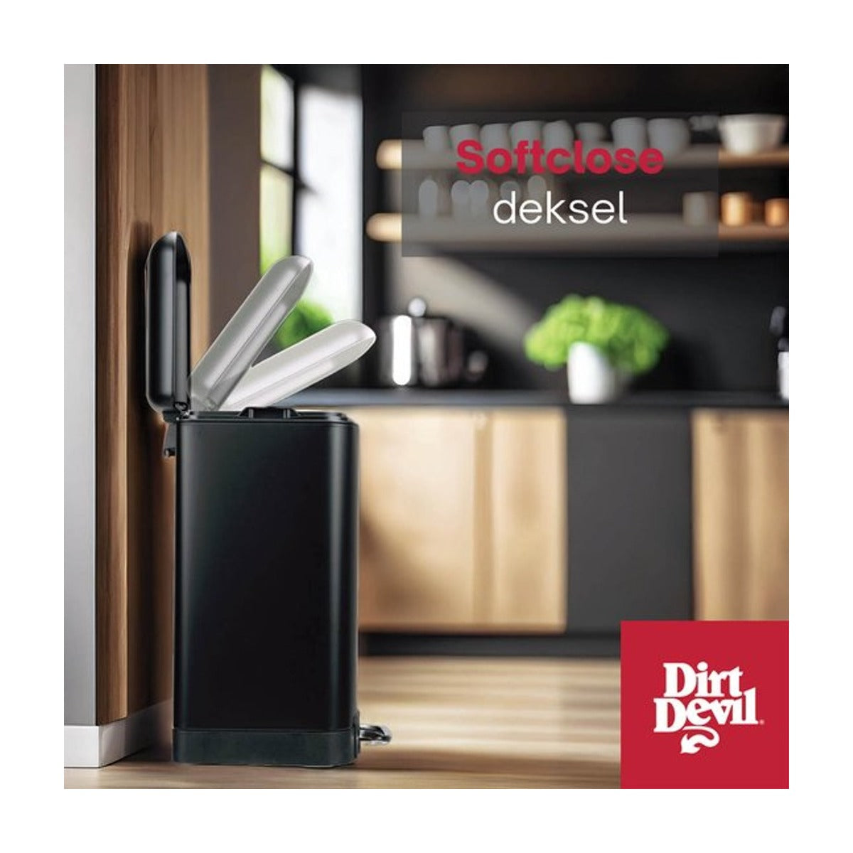 Dirt Devil Pedaalemmer 30L - Prullenbak - RVS - Zwart Soft close