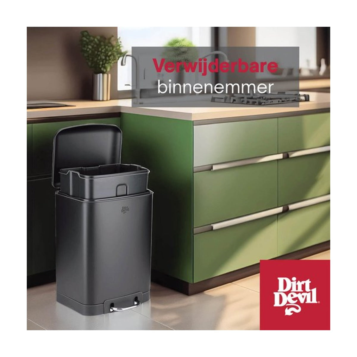 Dirt Devil Pedaalemmer 30L - Prullenbak - RVS - Zwart Soft close